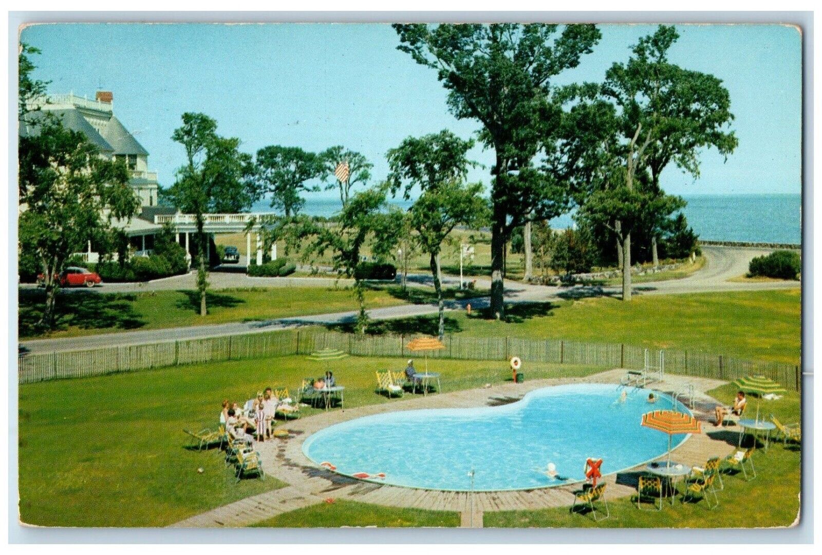1958 The Farragut Directly On Ocean Rye Beach New Hampshire NH Vintage Postcard