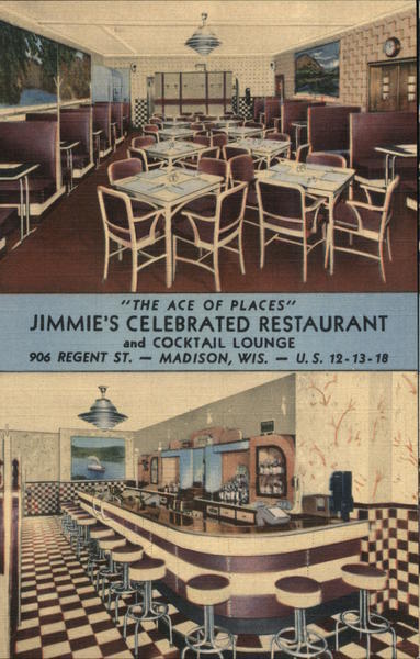 Madison,WI Jimmie\'s Celebrated Restaurant Teich Dane County Wisconsin Postcard