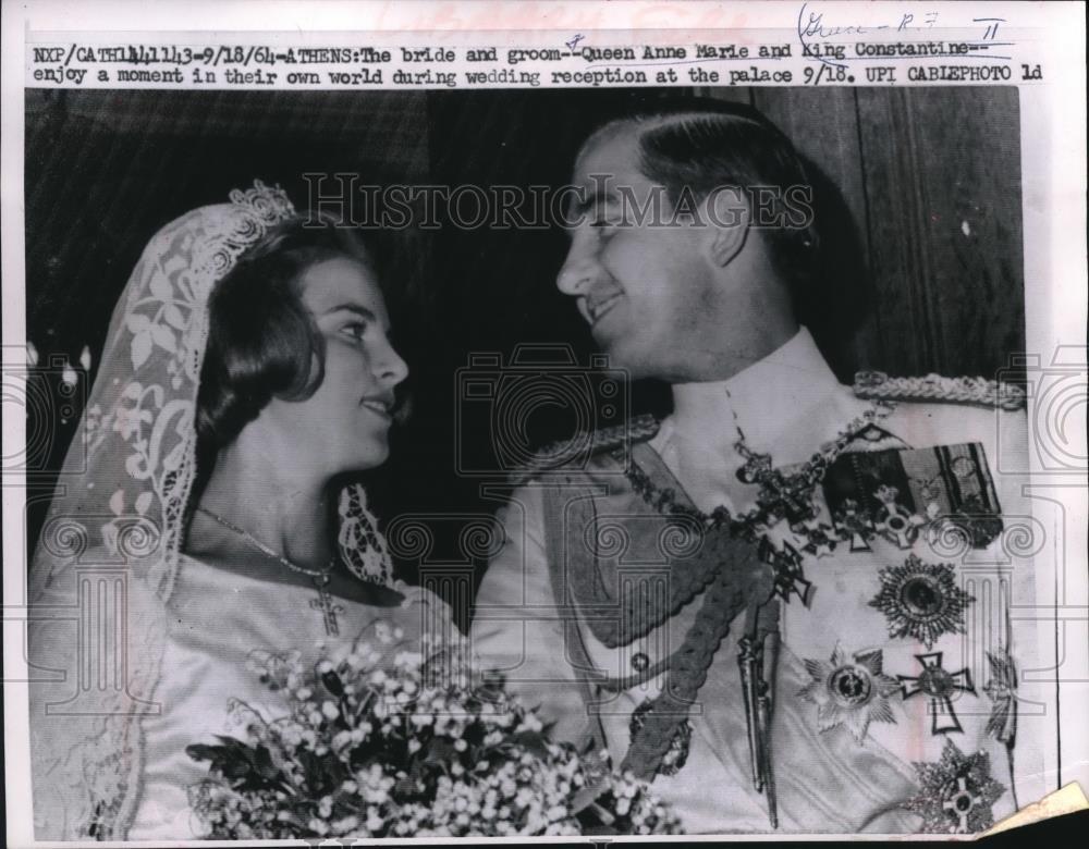 1964 Press Photo Royal Wedding Greece\'s King Constantine & Queen Anne-Marie