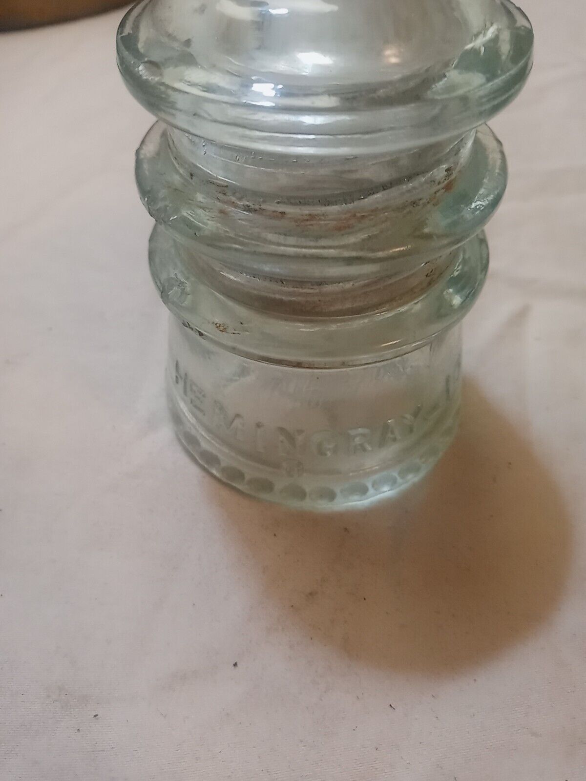 Vintage Hemingray/ NO. 10 Glass Insulator Very Light Blue Hue  i15