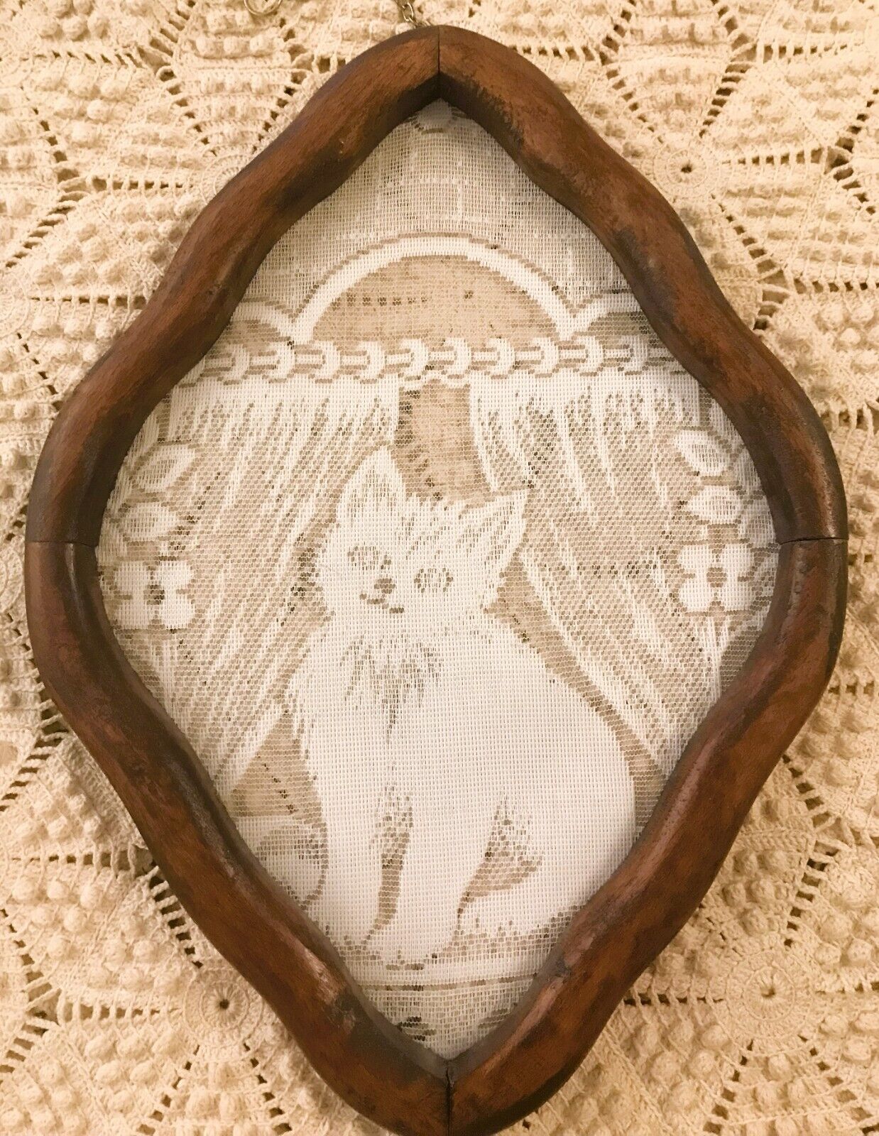 Vintage Dutch Lace with Cute Kitten Framed