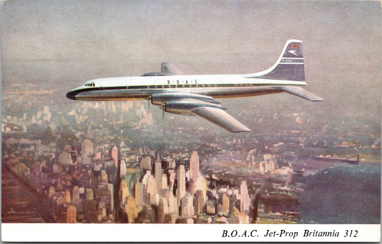 B.O.A.C. Jet Prop Britannia 312 Postcard Unposted Airline Advertising Used