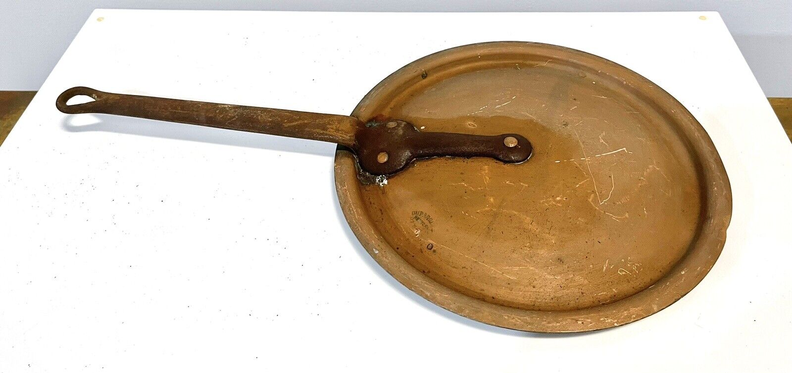 Antique Duparquet Copper Pan Or Pot Lid Only New York 110 W. 22nd St.  #14