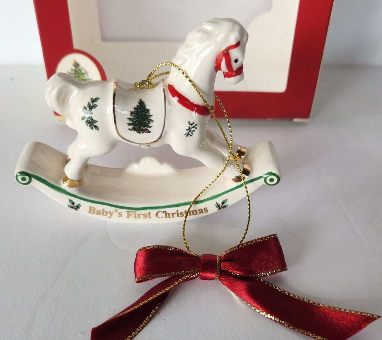 Spode Tree Holiday Rocking Horse Baby\'s 1st  Christmas 2021 Ornament New