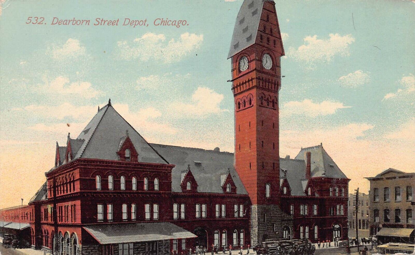 Dearborn Street Depot, Train Station, Chicago, IL, Early Postcard, Unused 