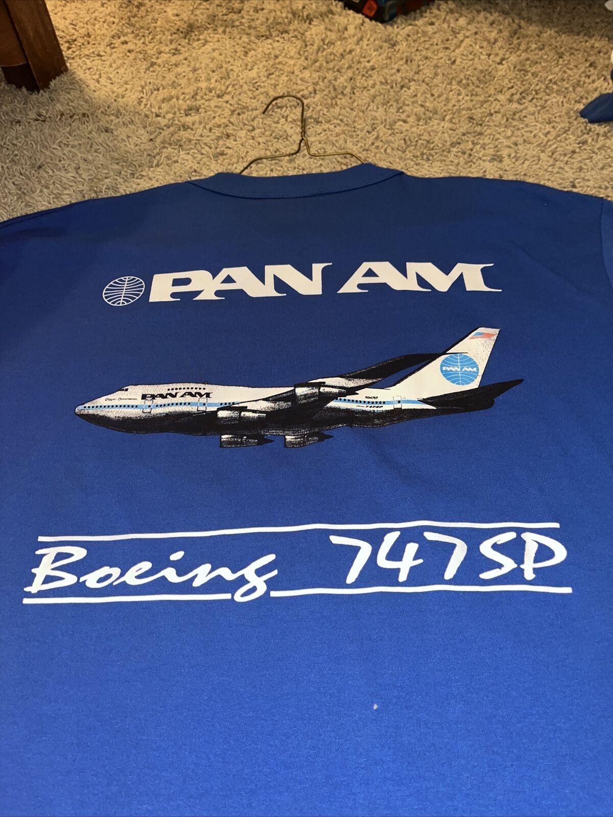 Rare Vintage PanAm Tshirt Boeing 747 SP