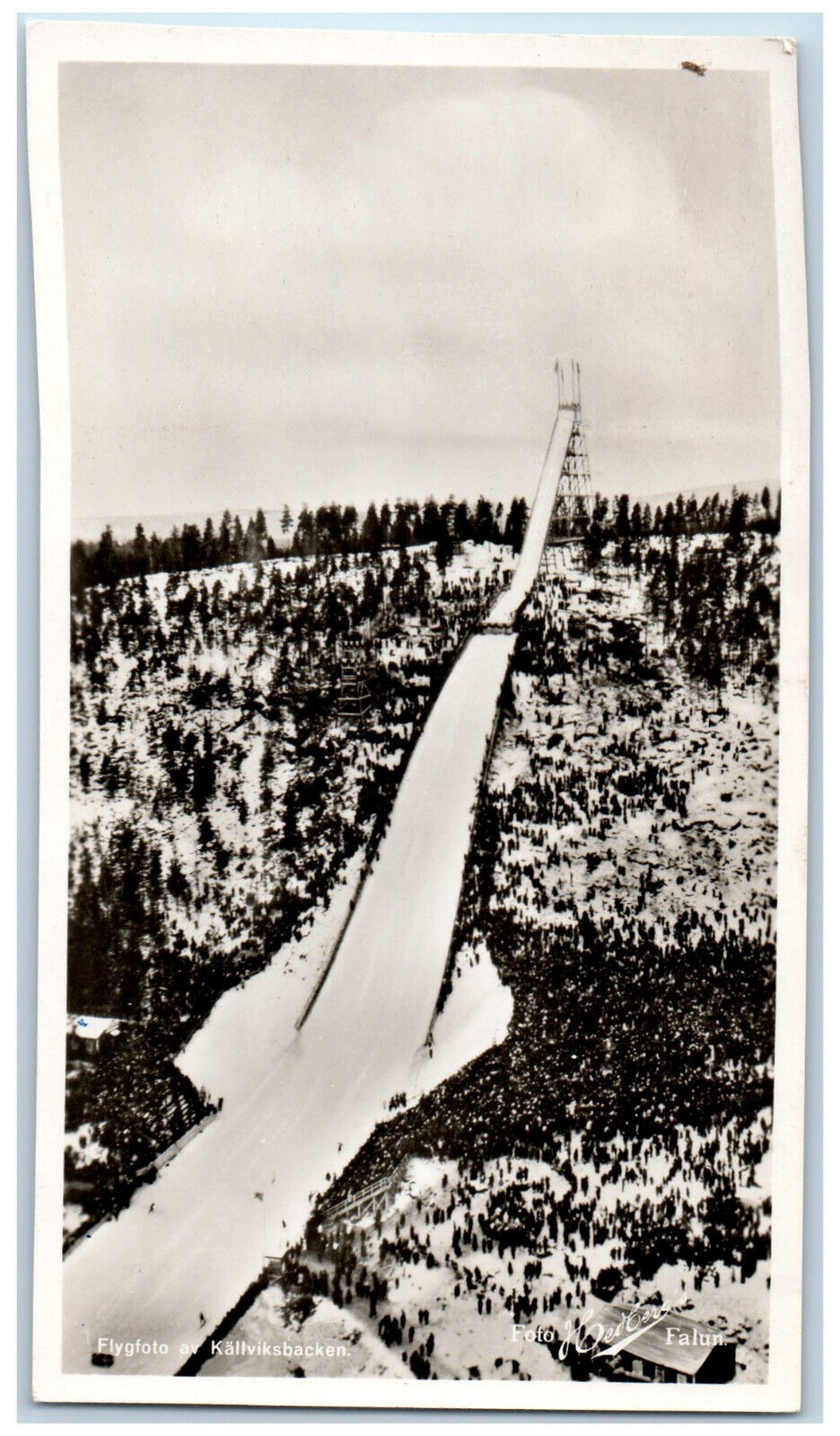Falun Sweden Postcard Aerial photo of Kallviksbacken 1956 RPPC Photo
