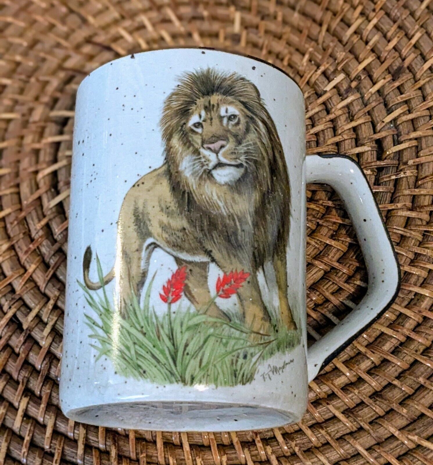 Vintage Otagiri Japan Lion Coffee Mug African Safari Wild Animal
