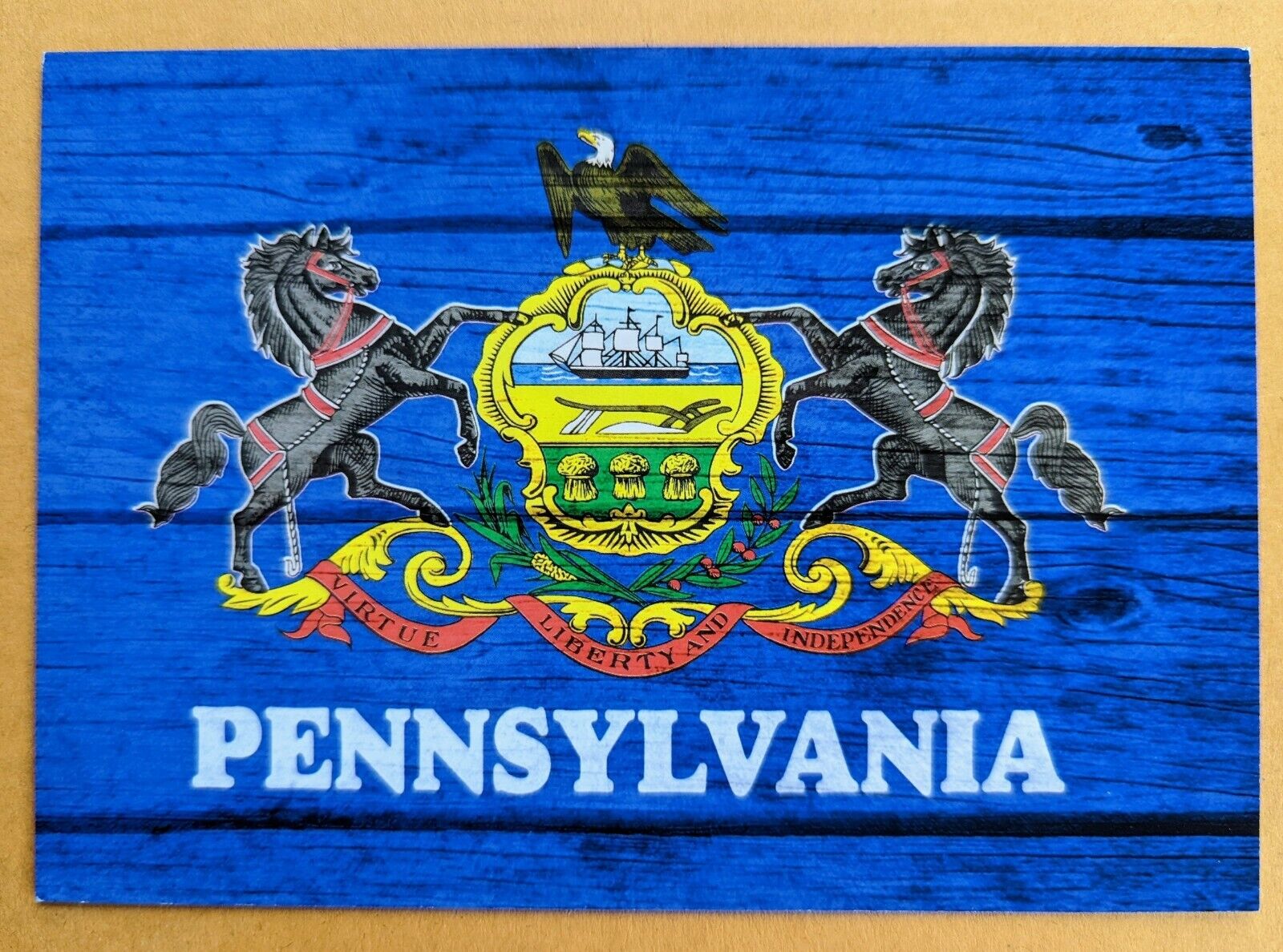 Postcard PA: State Flag of Pennsylvania 