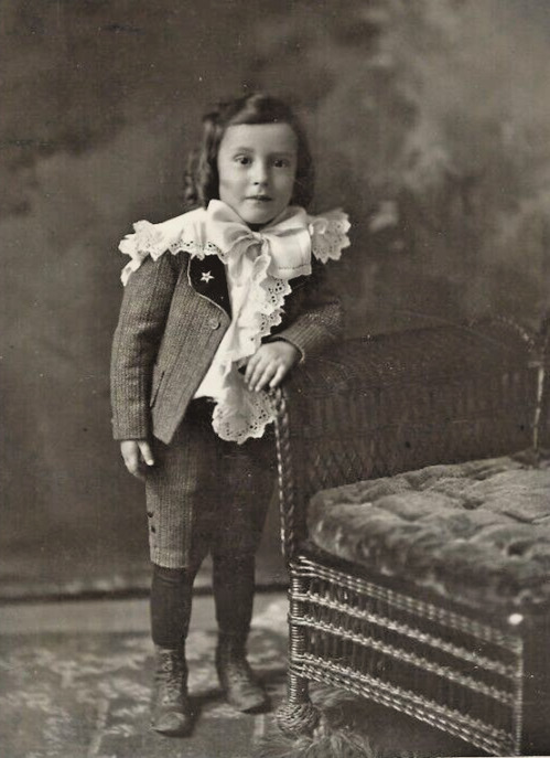 1890s Antique Portrait Photograph Little Boy Big Ruffled Collar 4\