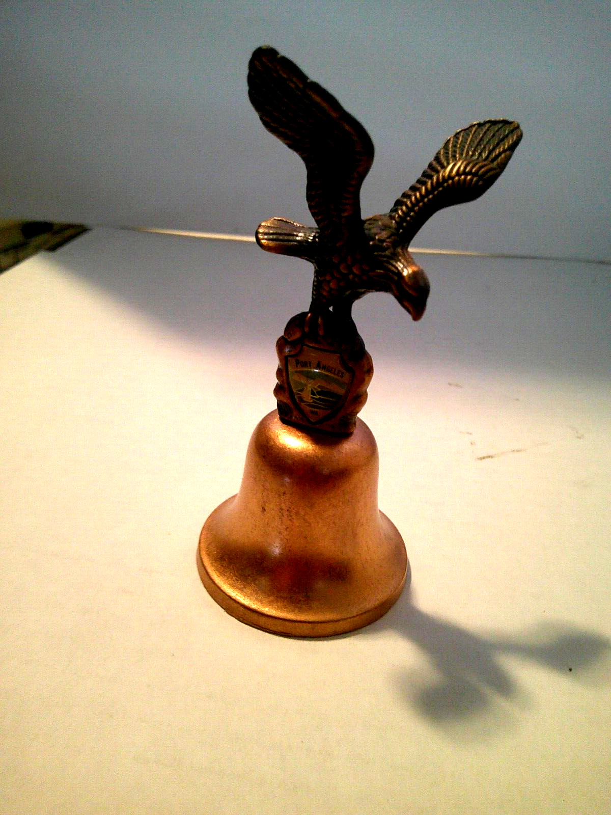 Vtg Brass American Eagle Bell Souvineer For Port Angeles