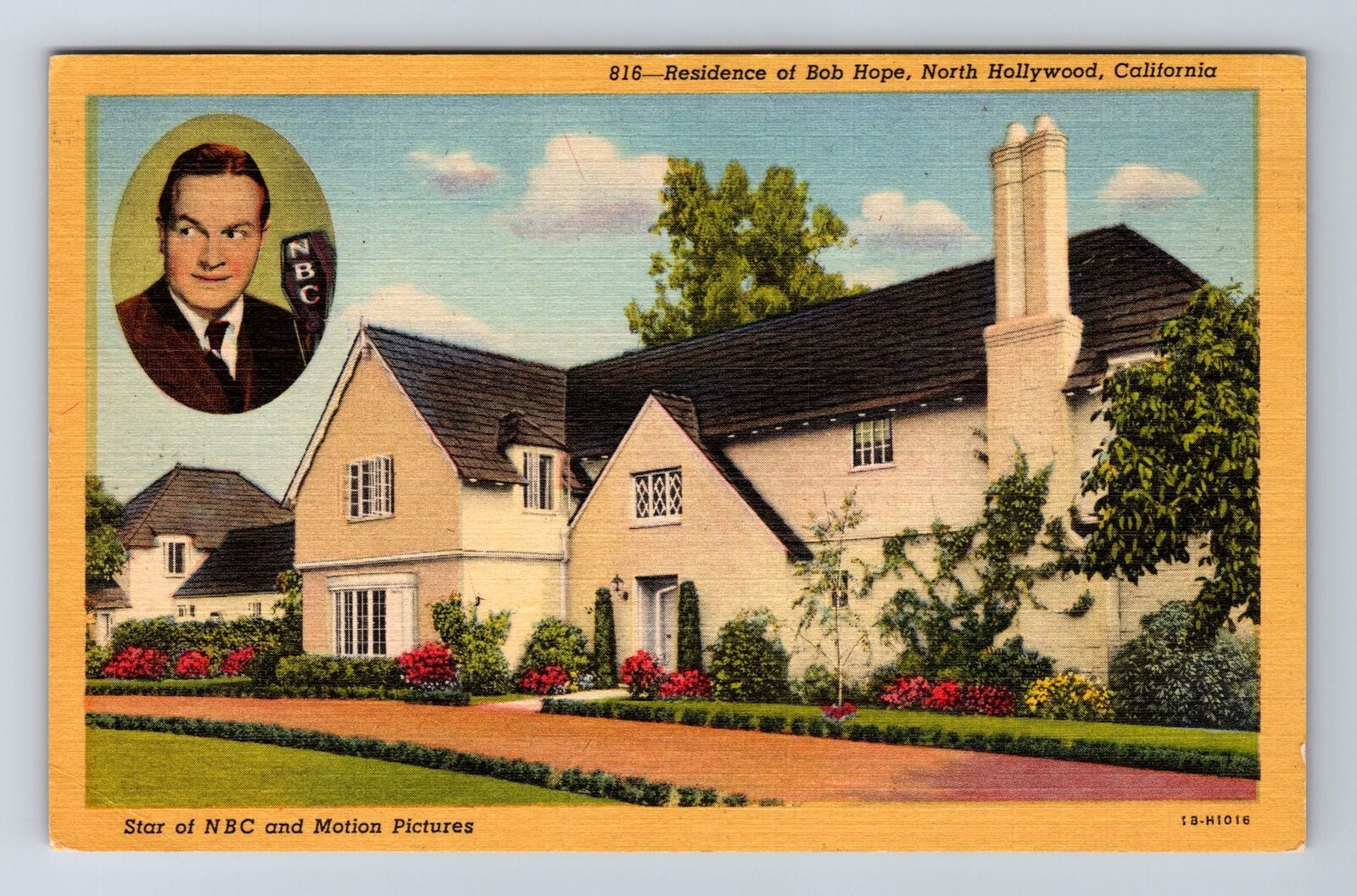 North Hollywood CA-California, Residence Of Bob Hope, Antique, Vintage Postcard