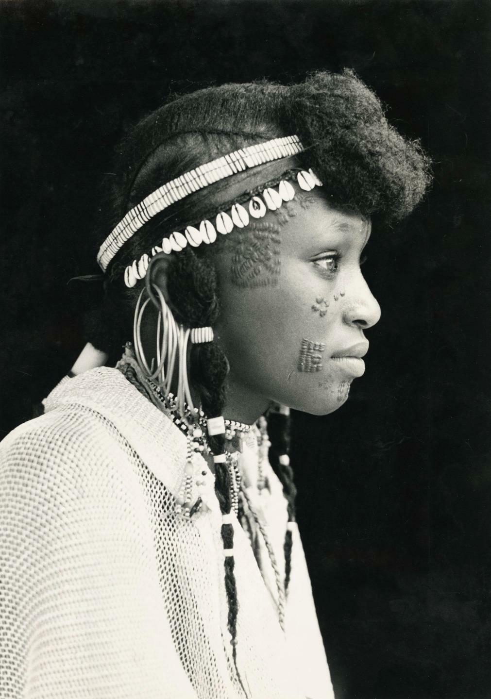 c. 1970's African Tribal Woman with Scarification Photograph ETHNOGRAPHIC