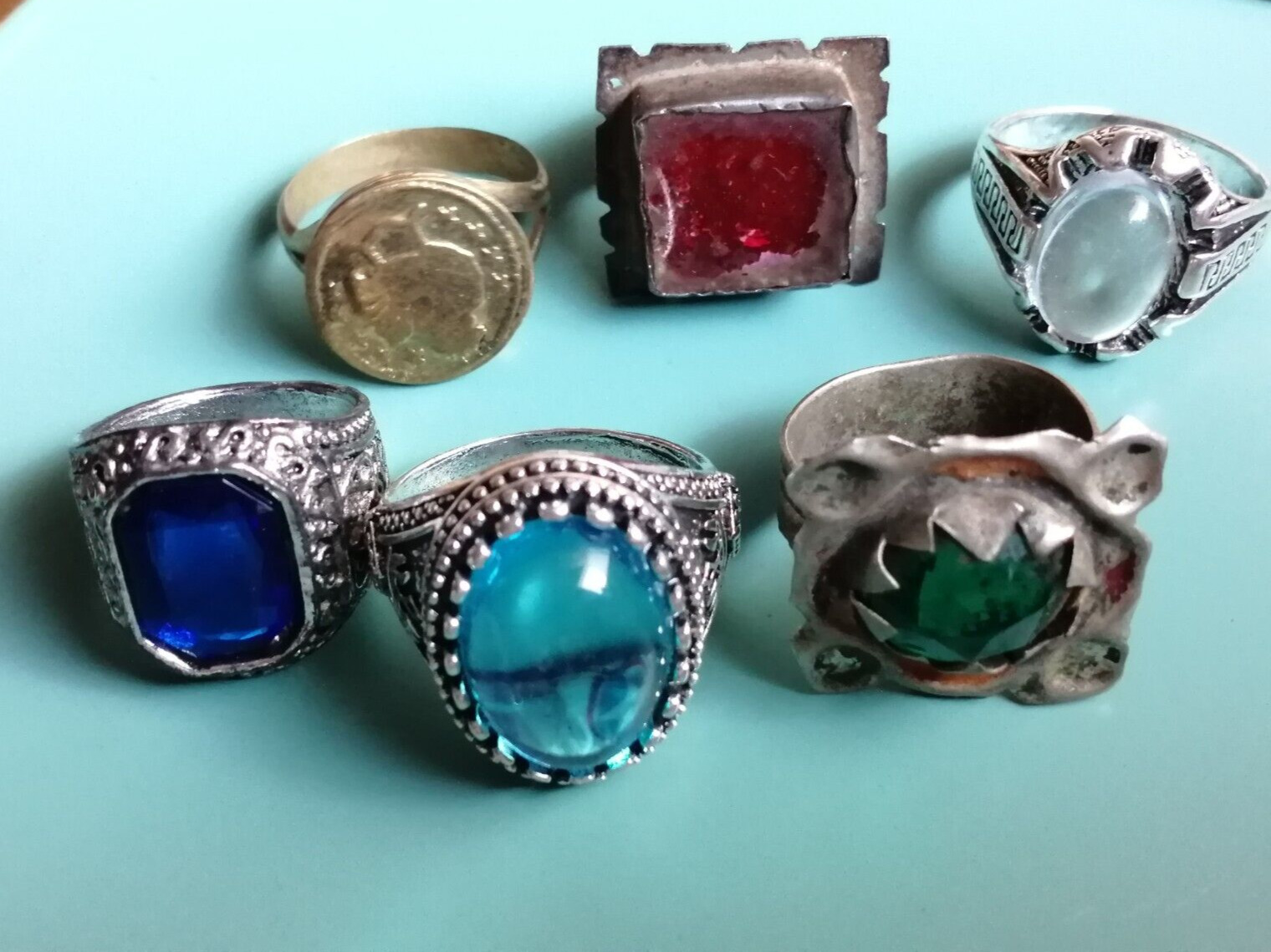EXTREMELY RARE LOT OF ANCIENT OLD BRONZE SILVER RINGS VERY RARE ARTIFACT