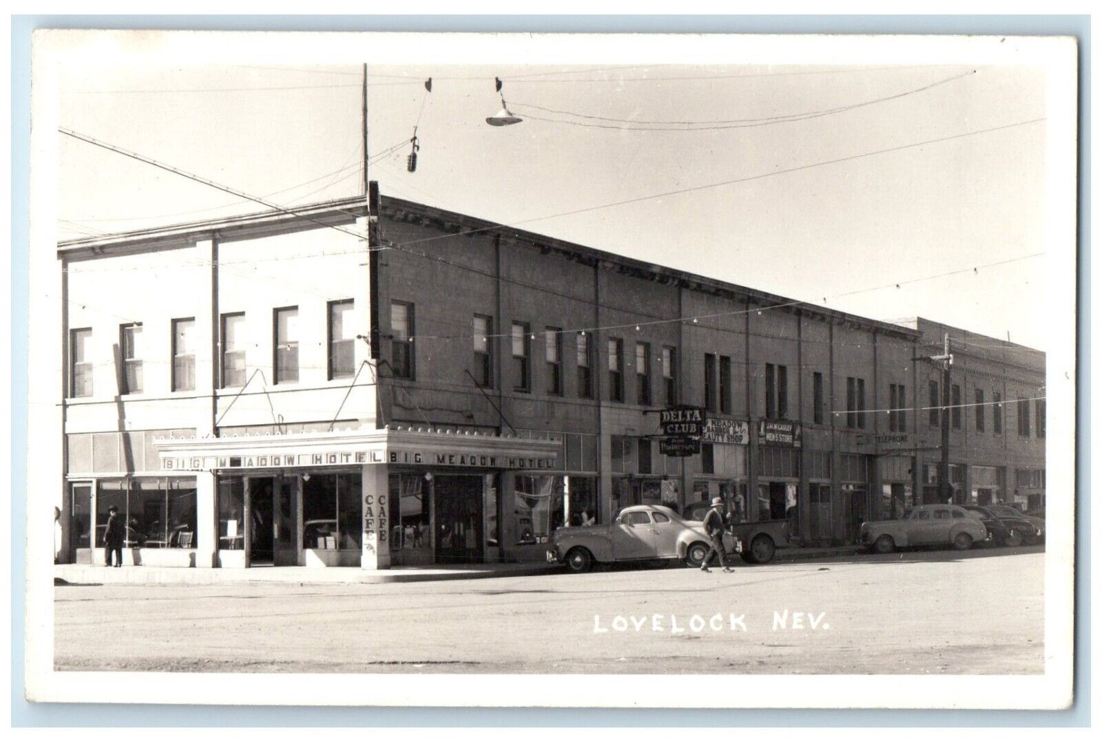 c1940\'s Big Meadow Hotel Delta Club Cafe Lovelock Nevada NV RPPC Photo Postcard