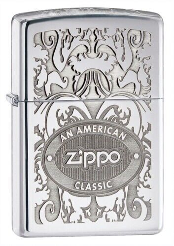 Zippo Sterling Silver Lighter With American Classic Design 24751 SS, New In  Box
