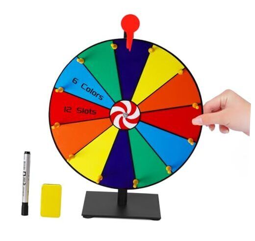  12\'\' Spinning Prize Wheel of Fortune Game, 12 Slots Mini Roulette Wheel Game 