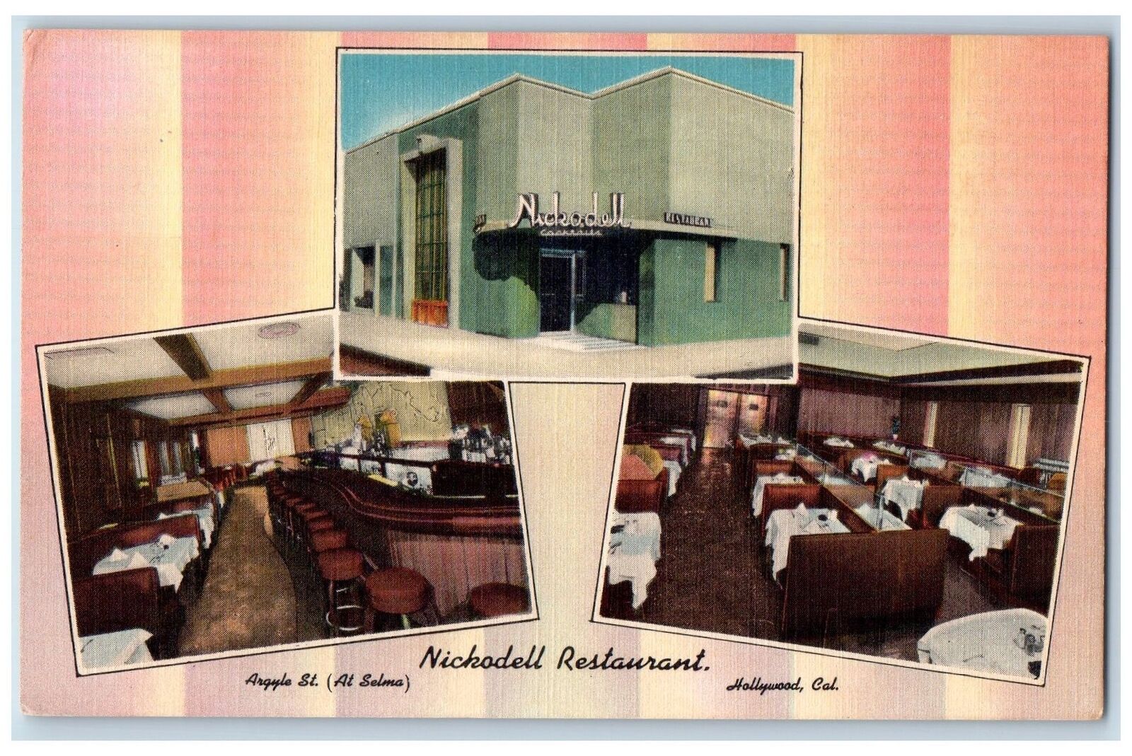 c1950\'s Nickodell Restaurant Composite View Hollywood California CA Postcard