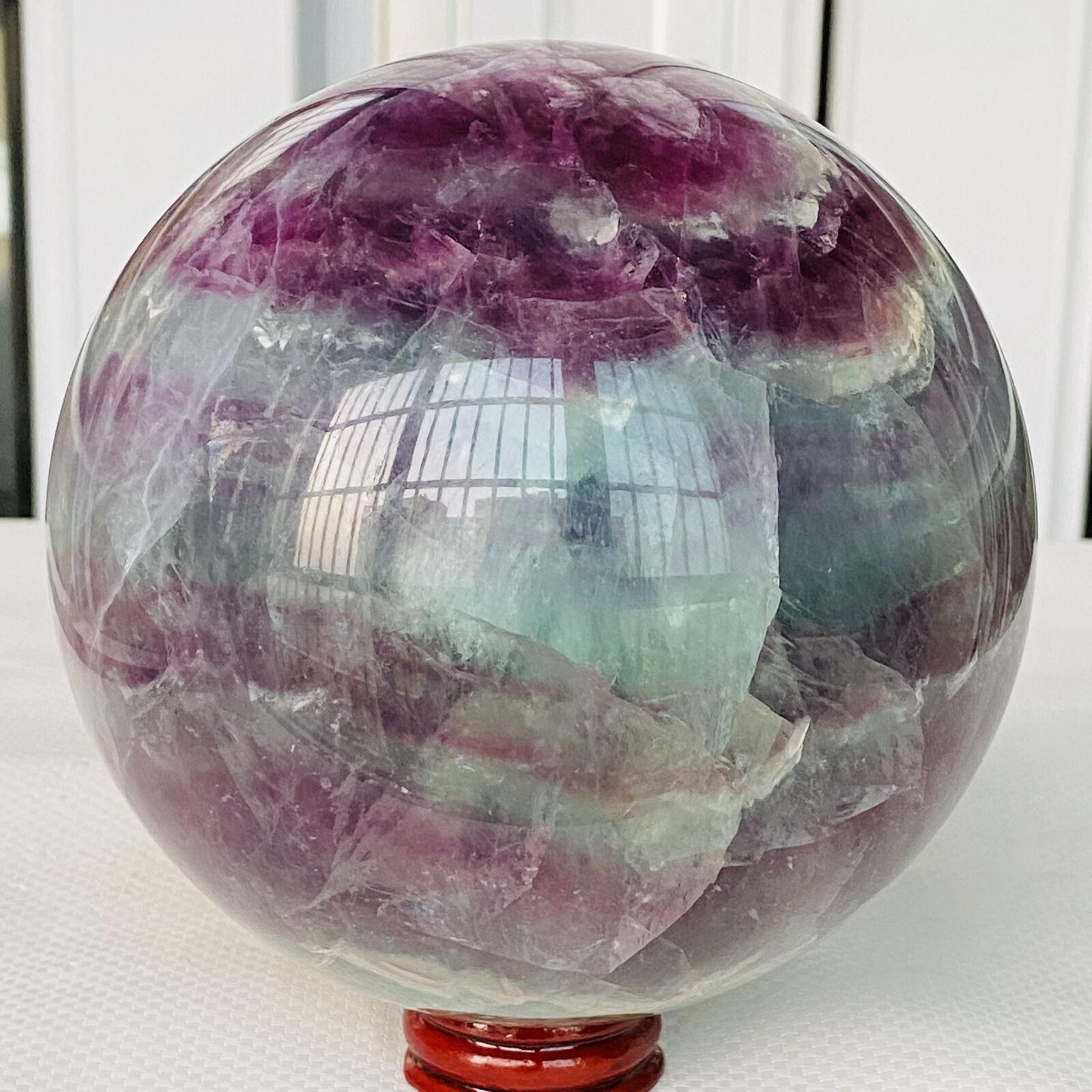 Natural Fluorite ball Colorful Quartz Crystal Gemstone Healing 3160G
