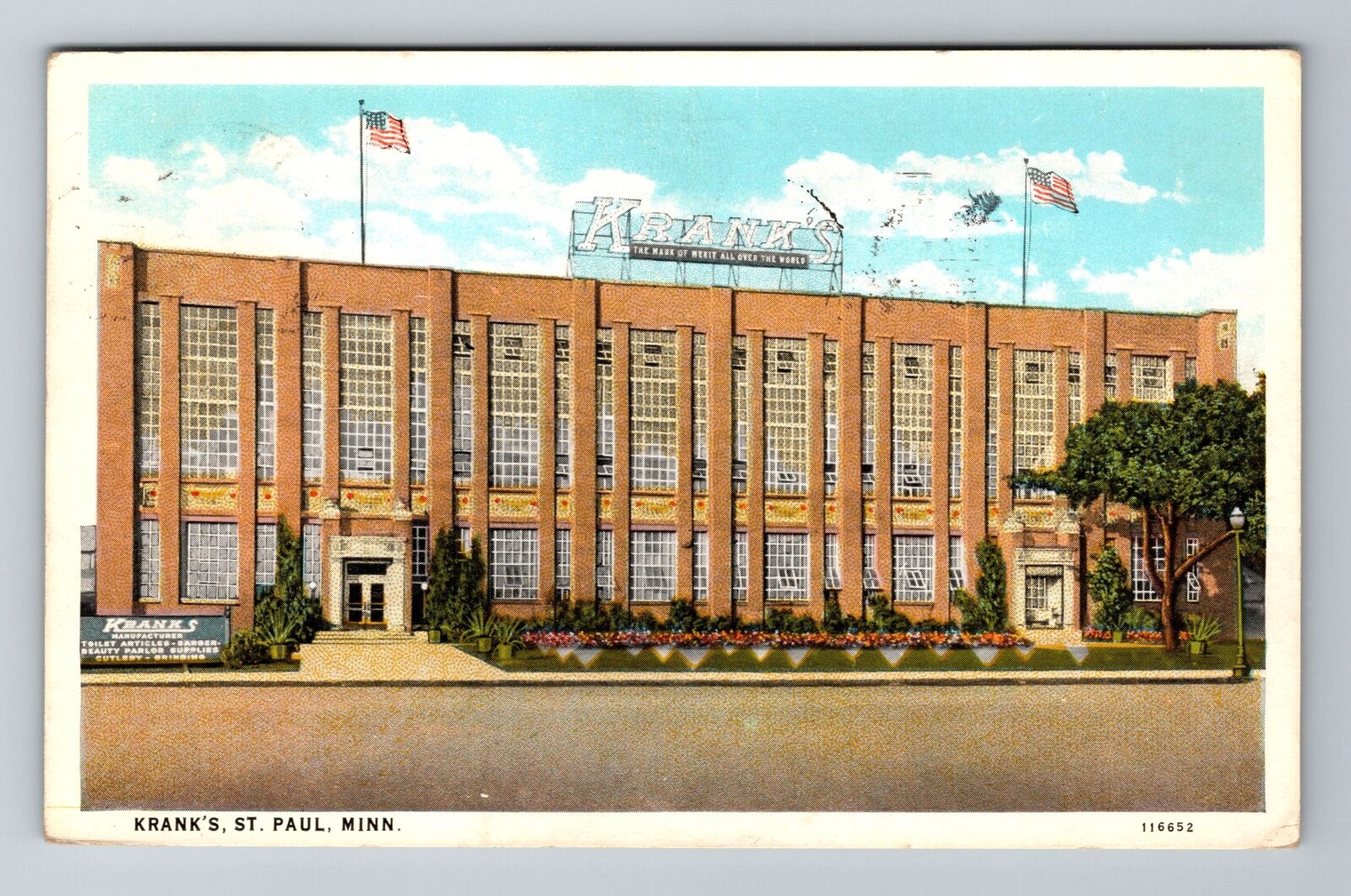 St Paul MN-Minnesota, Krank\'s Plant, Advertising Antique Vintage c1929 Postcard