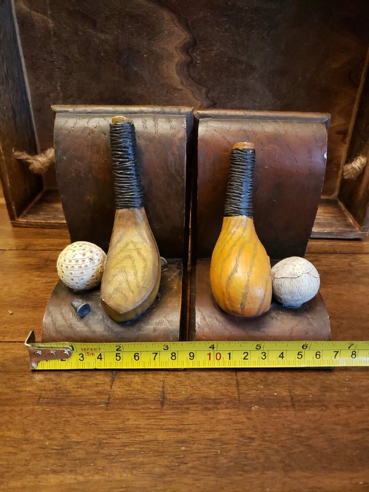 Golf Themed Golf club and ball wood book ends Bookends Sports