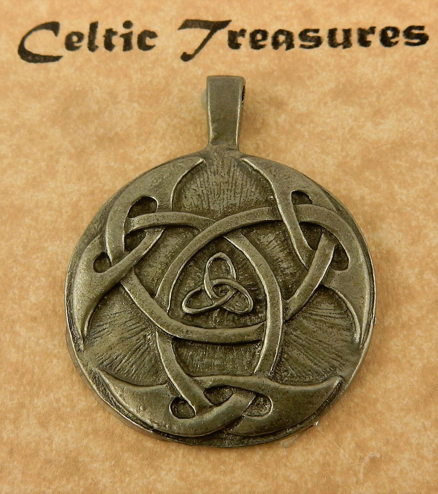 Vintage Celtic Knot pewter Viking pendant with Trinity Knot