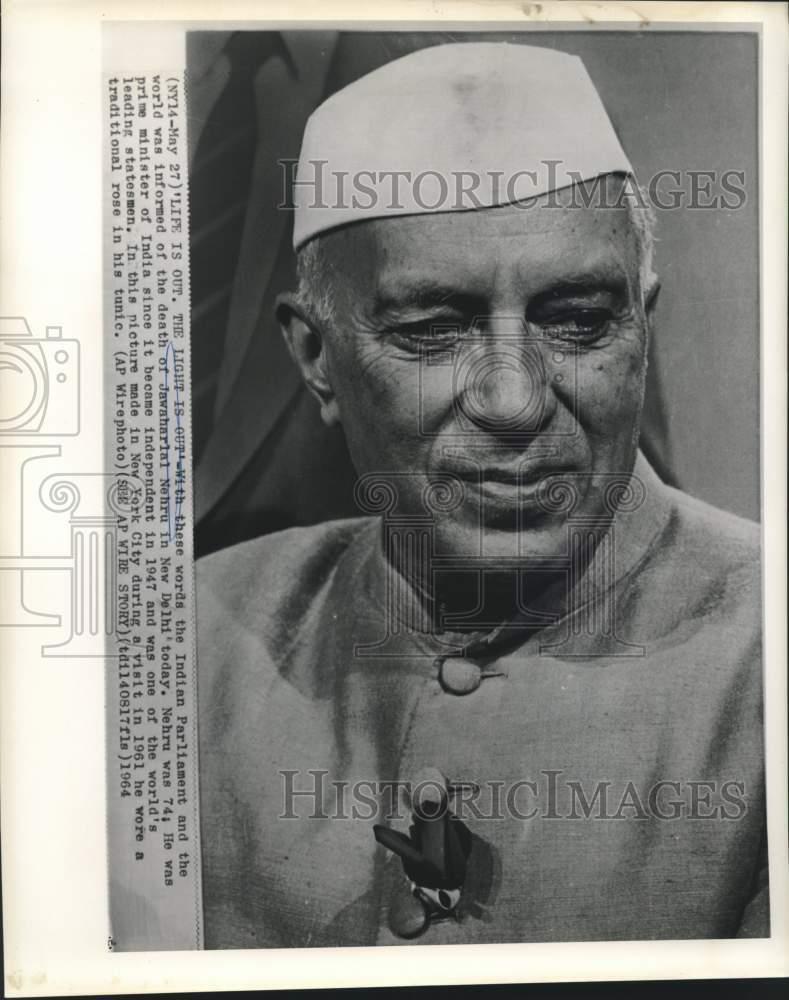 1961 Press Photo India\'s Prime Minister Jawaharlal Nehru during NY visit.