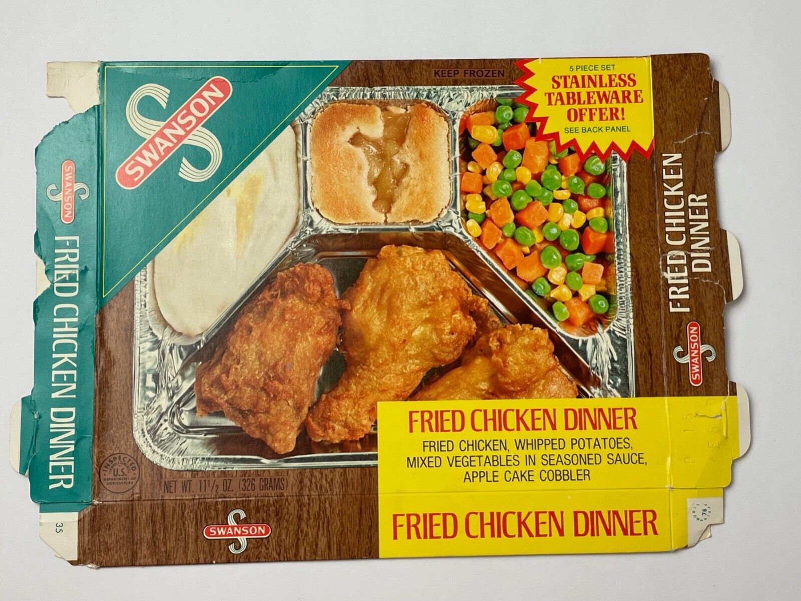 1970's SWANSON FRIED CHICKEN TV dinner Box vintage food movie prop