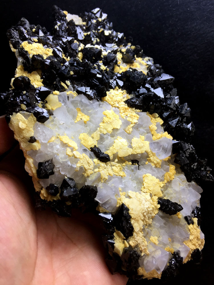 871g Natural skeletal Elestial BLACK QUARTZ Crystal &Fluorite Two-sided   A983