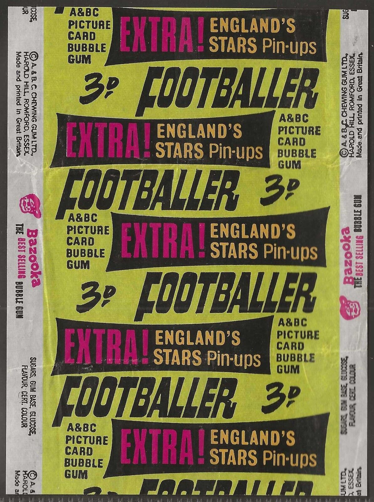 A&BC WRAPPER FOOTBALL 1967 STAR PLAYERS + P12 UNNUMBERED