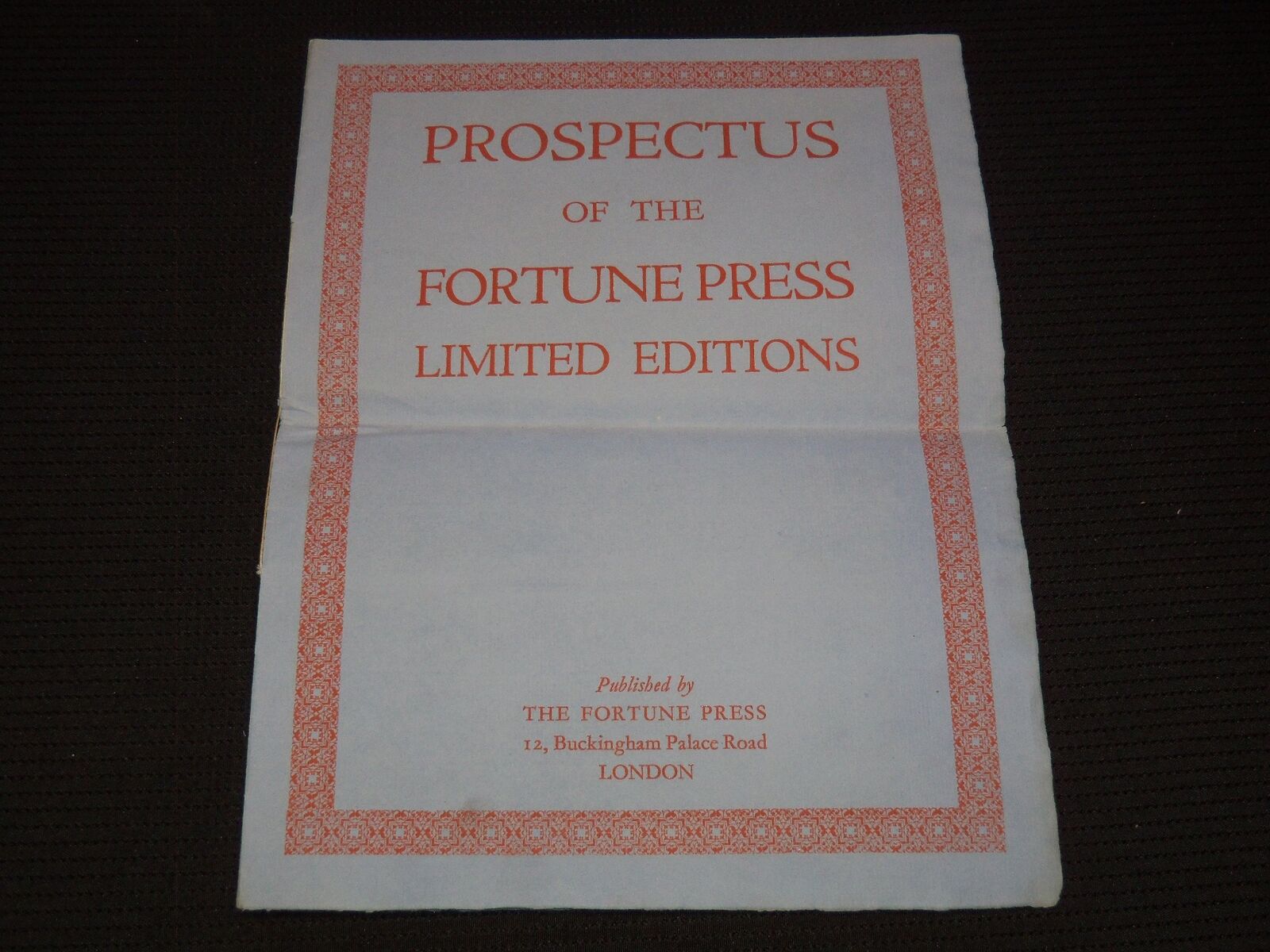 1920\'S PROSPECTUS OF THE FORTUNE PRESS LIMITED EDITIONS PAMPHLET - J 7989