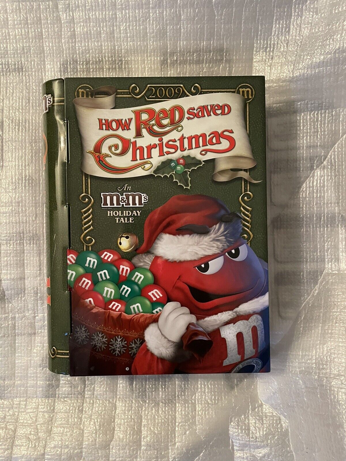 M&M’s How Red Saved Christmas Book Tin 2009 Collectible M&M Holiday Tale- Empty