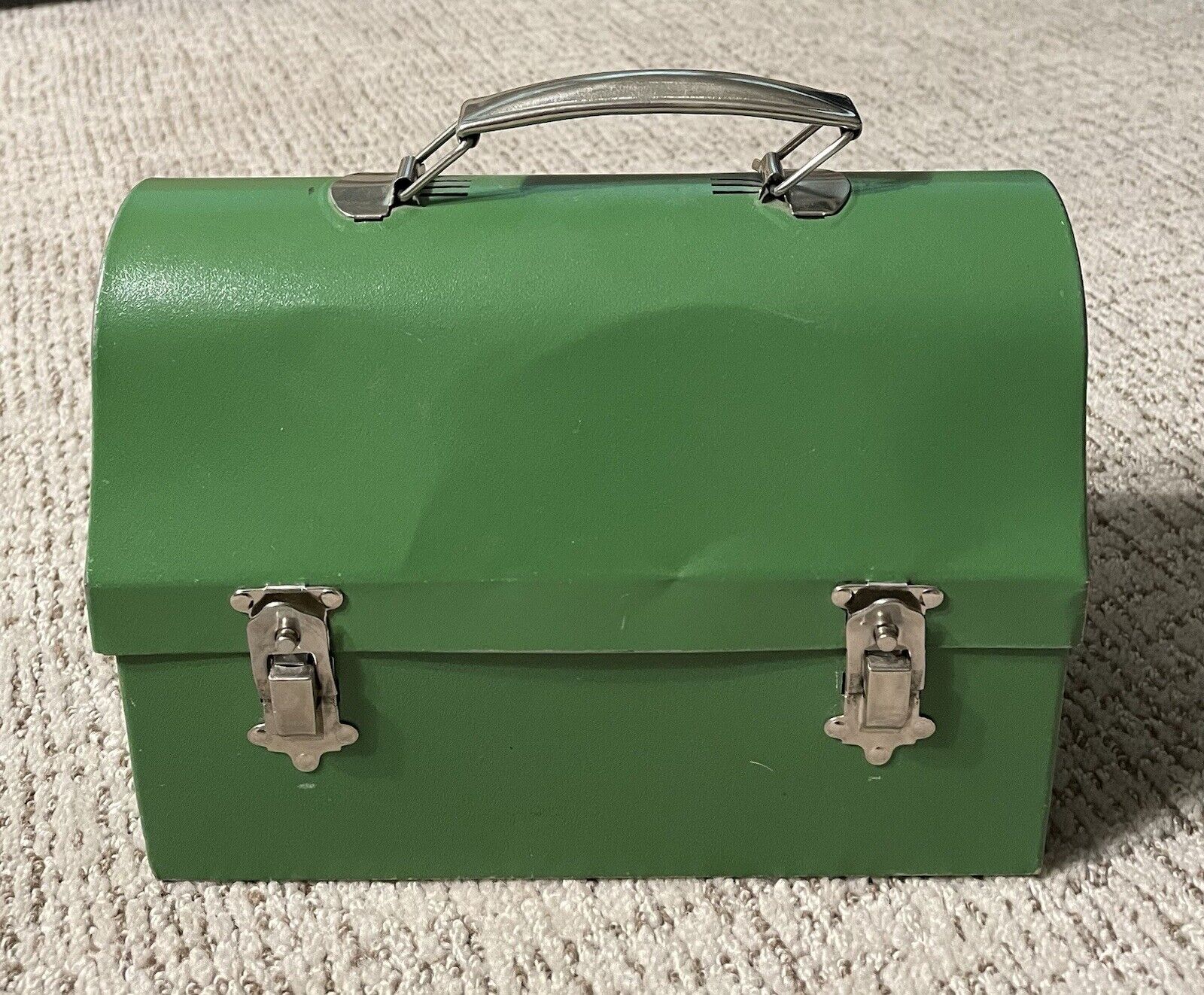 Vintage Dome Green Star Tin Metal  Lunch Box Bucket Pail