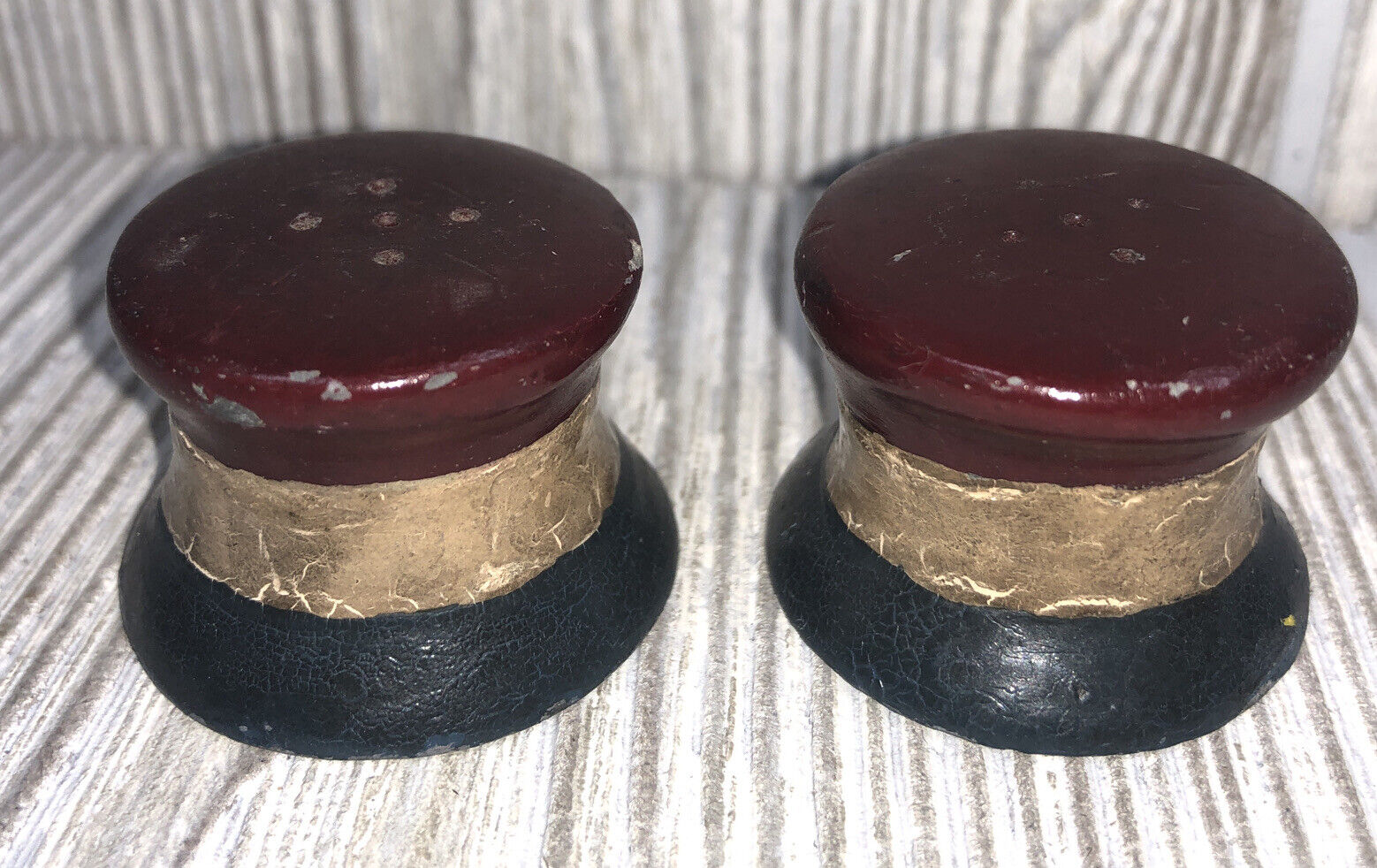 Vintage Metal Red, White and Blue Americana Salt and Pepper Shakers