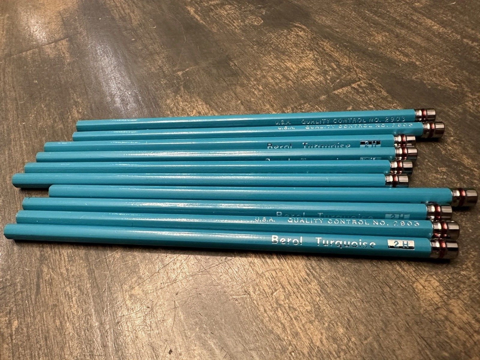 LOT of 10 - BEROL Turquoise Drawing Pencils  2H - USA - 32903 - NICE