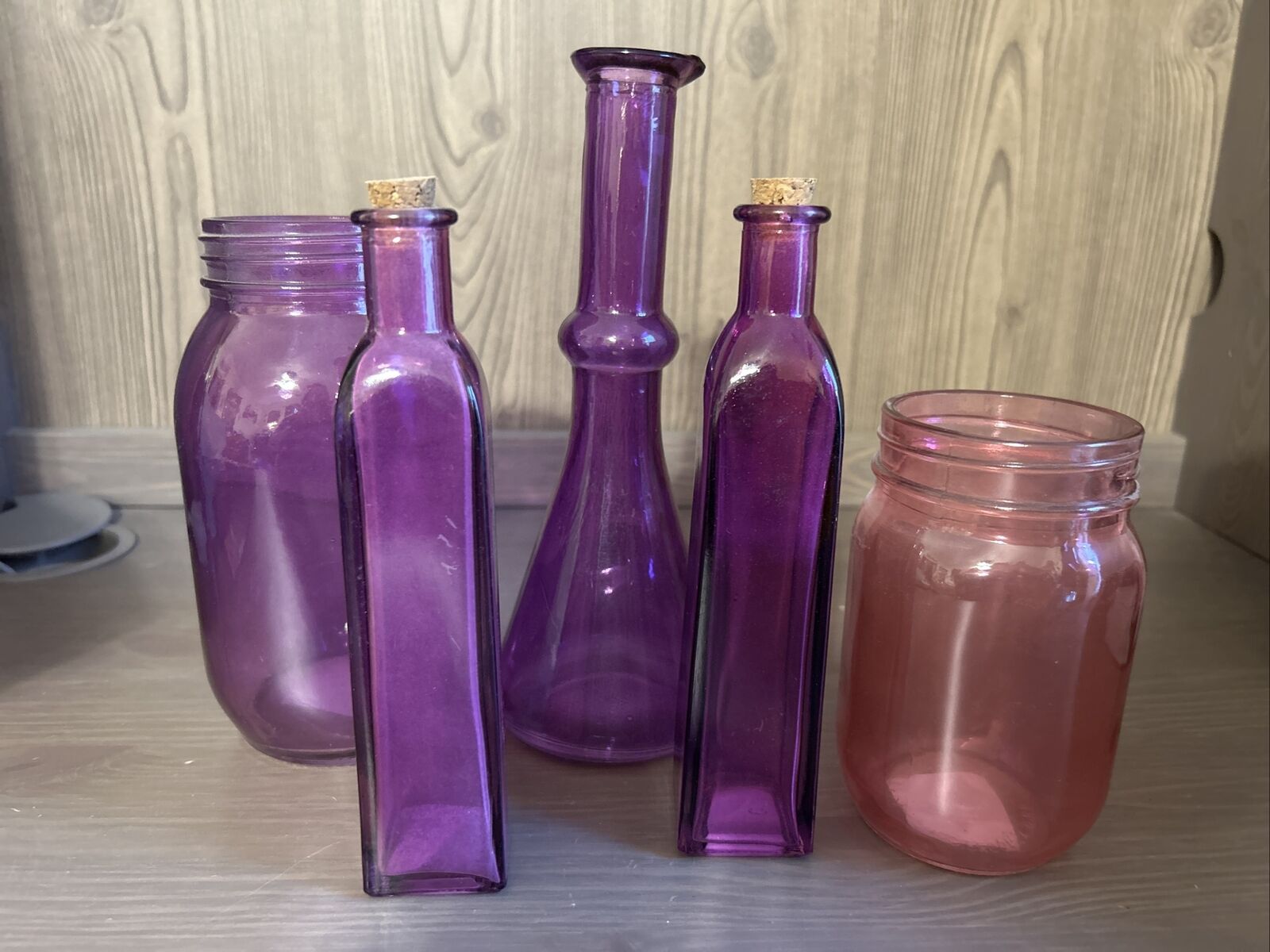 Lot Of 5 Purple Glass Jars