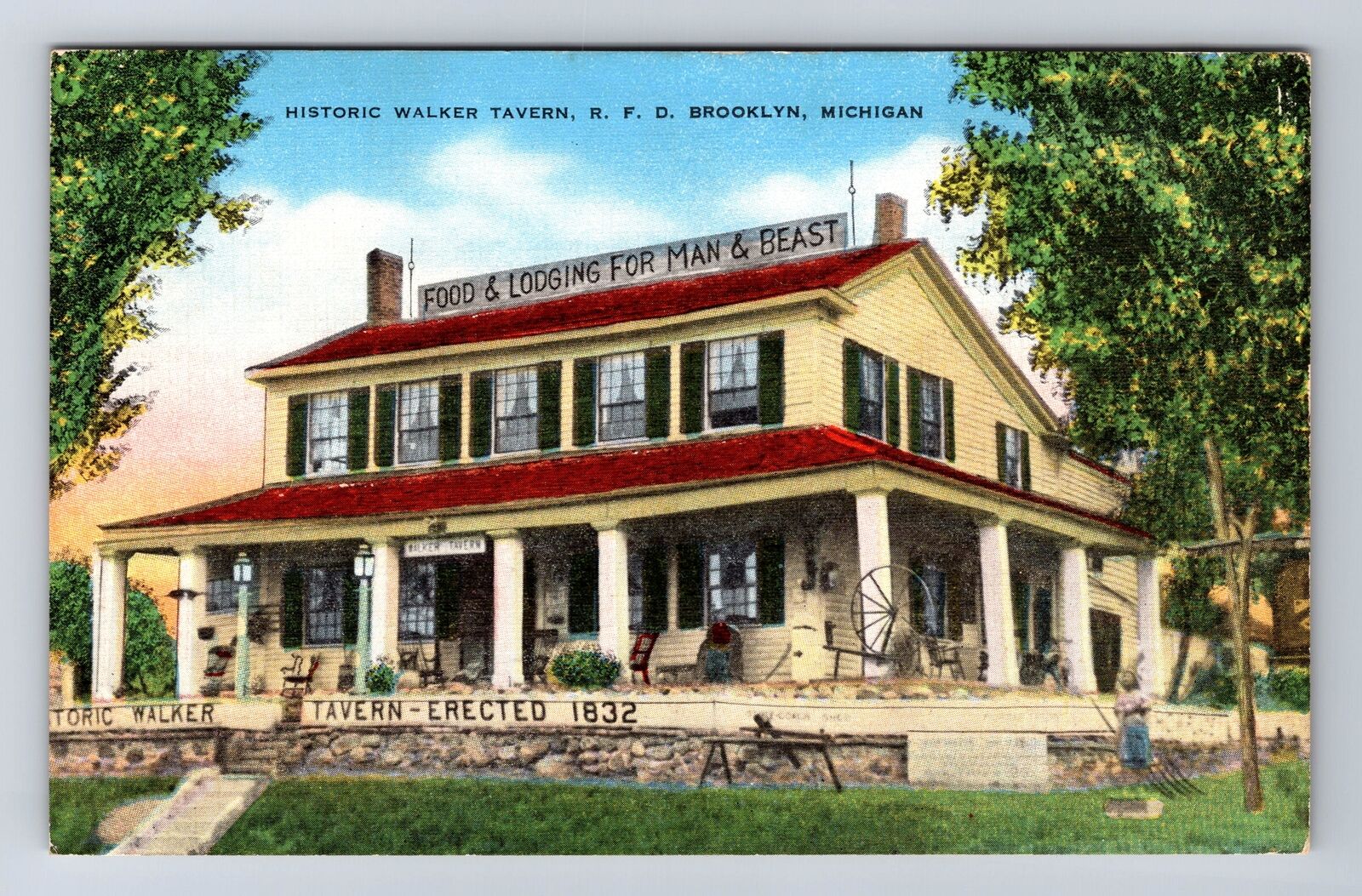 Brooklyn MI-Michigan, Historic Walker Tavern, Advertising, Vintage Postcard