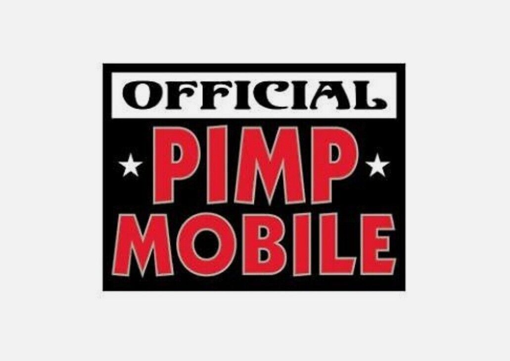 OFFICIAL PIMP MOBILE RED BLACK &WHITE hIP hOP VINYL BUMPER STICKER/CAR DECAL