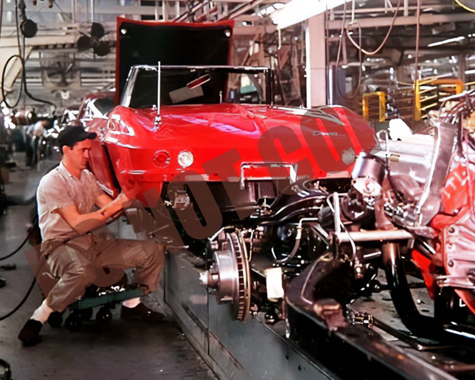 1965 Corvette St Louis Factory Being Built Assembly Line 8x10 Photo