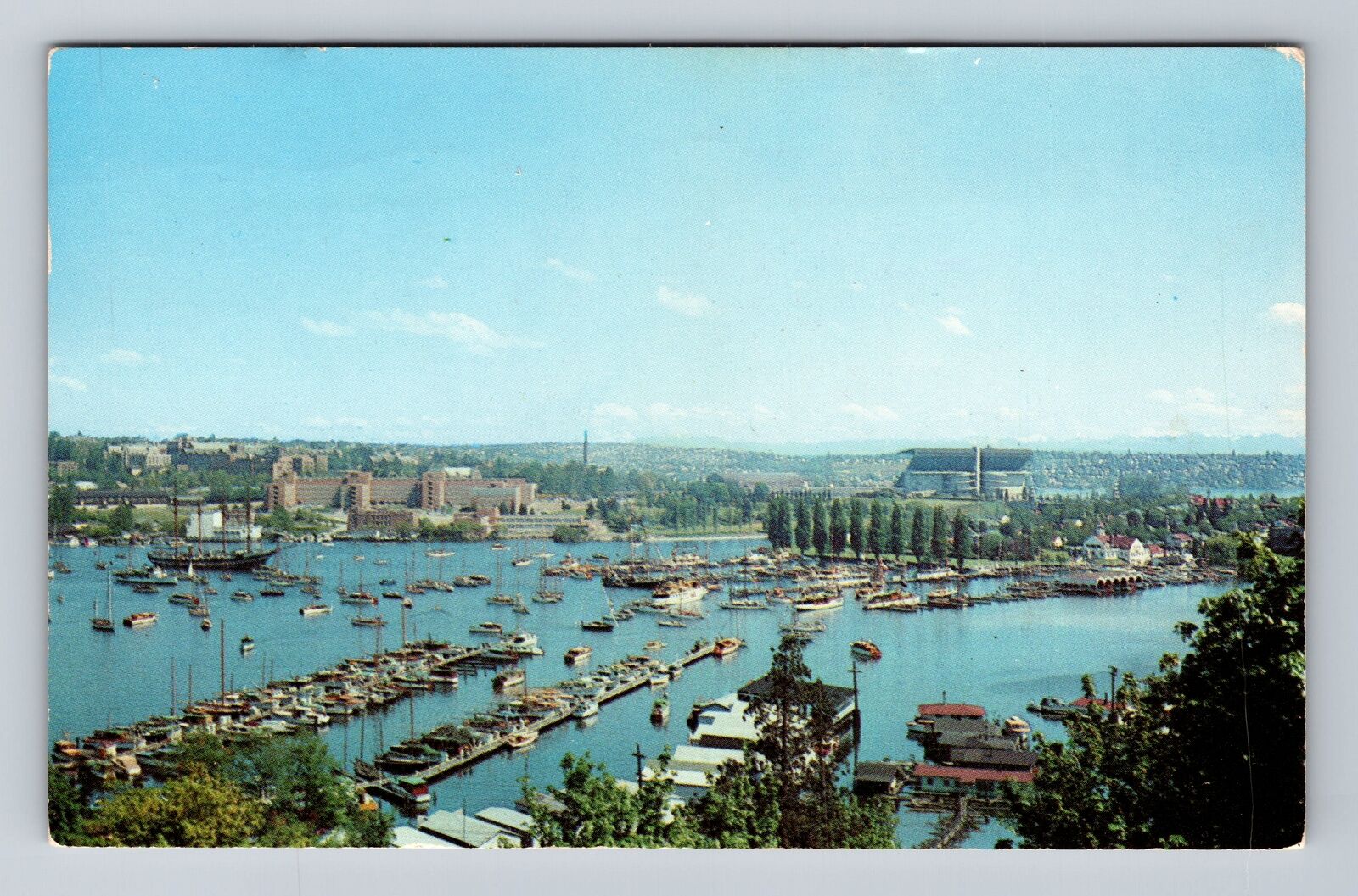 Seattle WA-Washington, Seattle Yacht Club, Bay, University Vintage Postcard