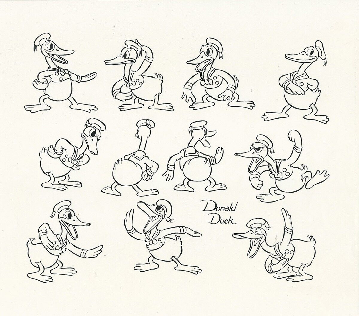 EARLY DONALD DUCK [ca. 1935] Disney animation model sheet