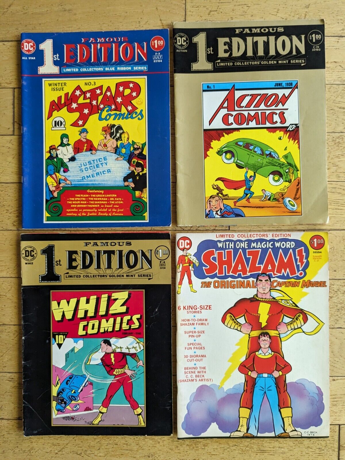 4 BOOK LOT - OVERSIZED DC EDITIONS - 1972-1974 *ACTION*WHIZ*ALL STAR*SHAZAM