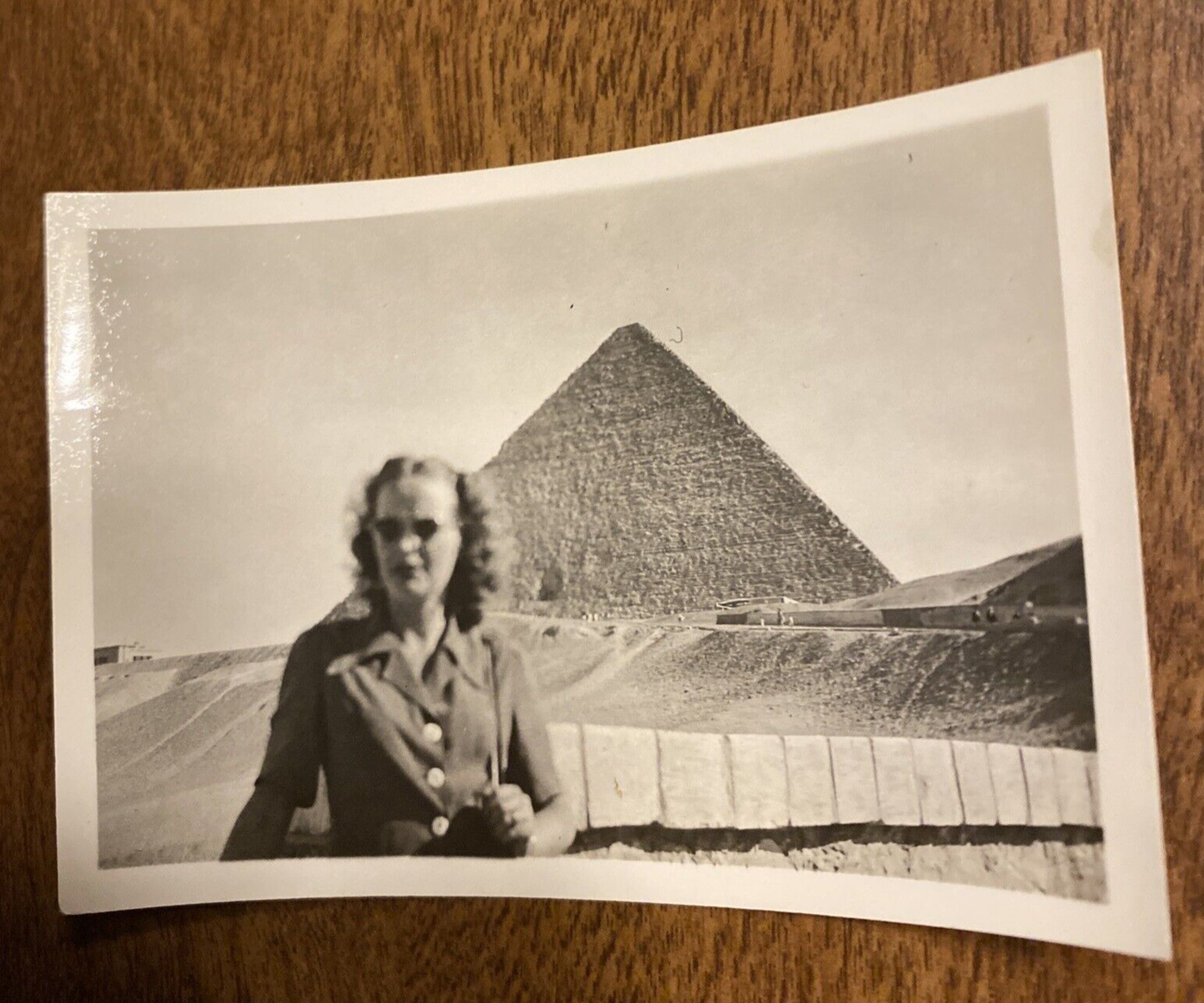 Vintage 1940s Egypt Ancient Pyramid Ruins Travel Vacation Woman Real Photo P9N10