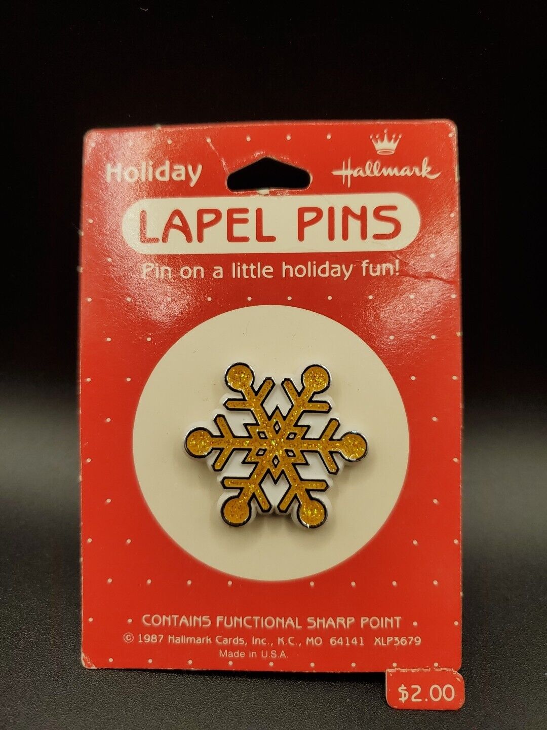 Vintage Gold/yellow Glittered Snowflake Christmas Brooch (Hallmark Pin)