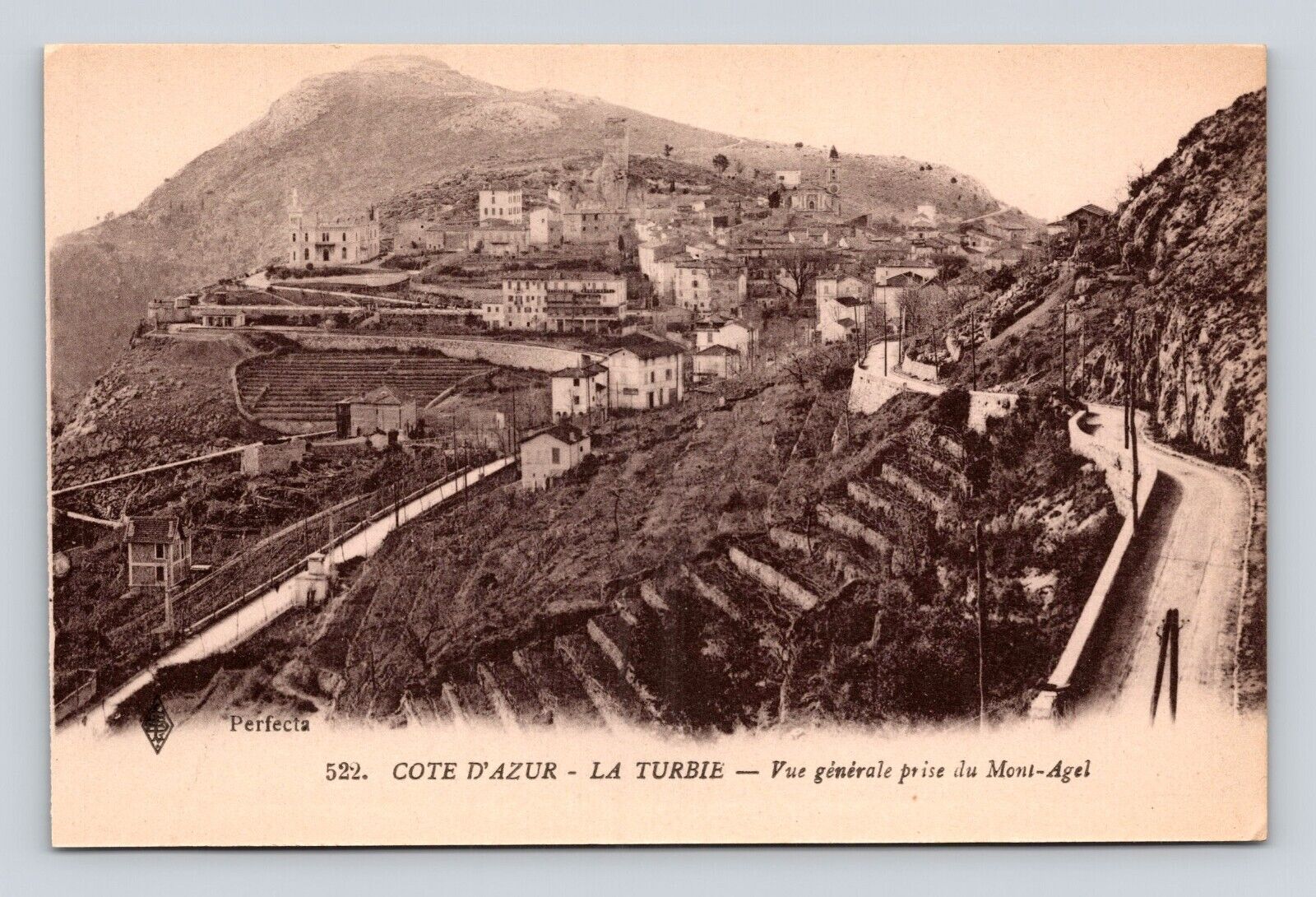 Vintage Postcard COTE DE AZUR TURBIE GENERAL VIEW taken from MONT AGEL