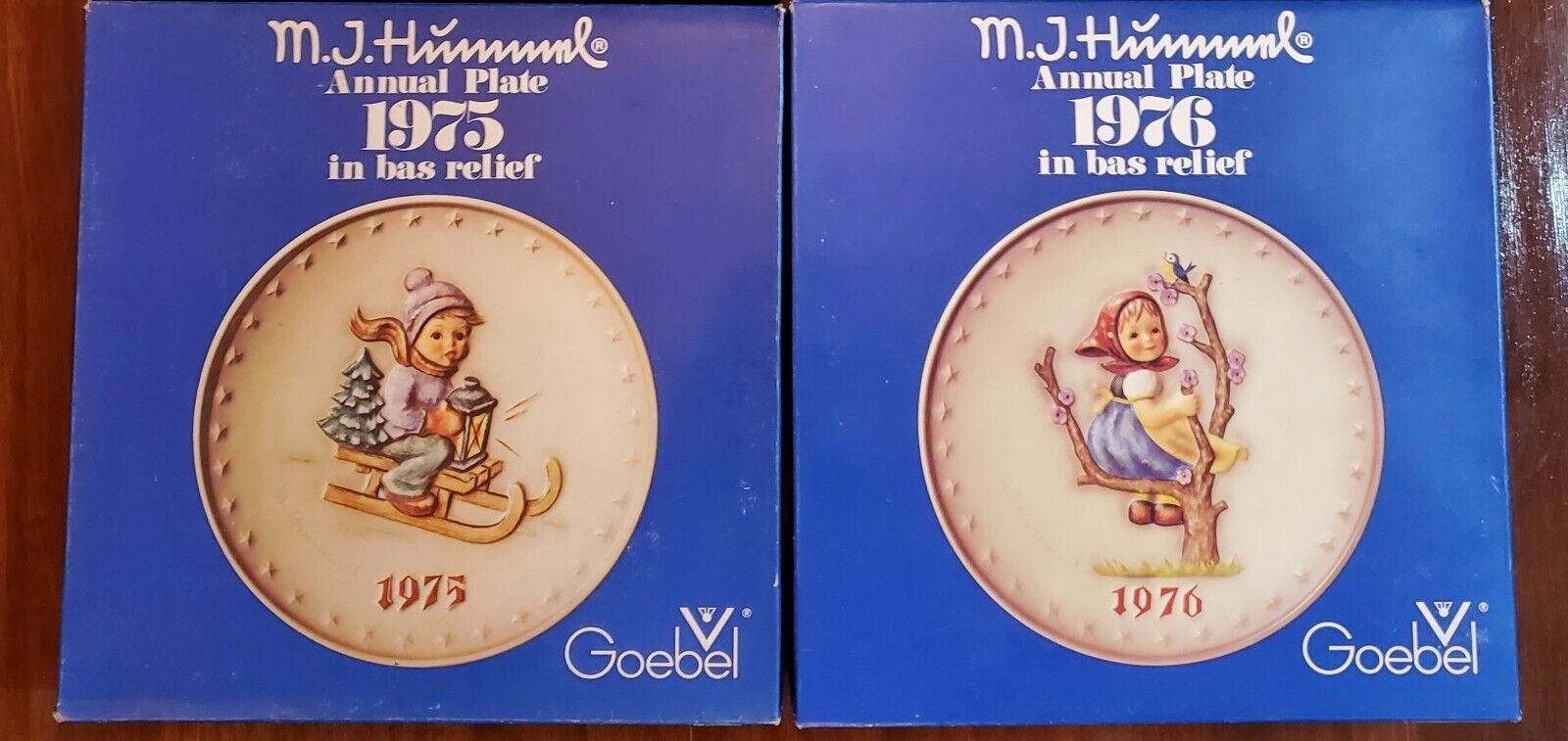 Vintage 1975-76 Annual Holiday Collector Plates Set of 2 by MJ Hummel Goebel
