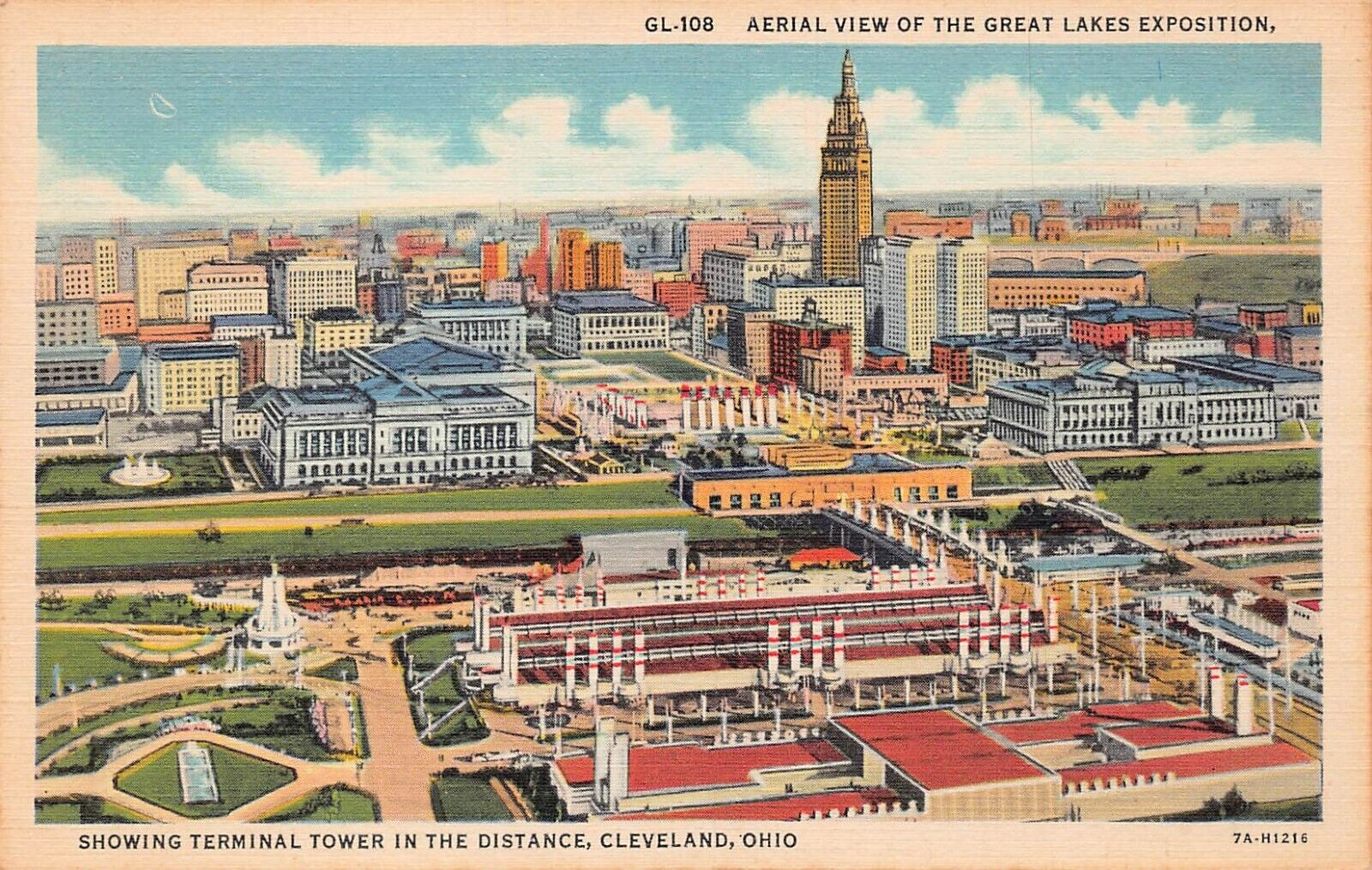 Cleveland Ohio Great Lakes Exposition Terminal Tower Erie Fair Vtg Postcard A33