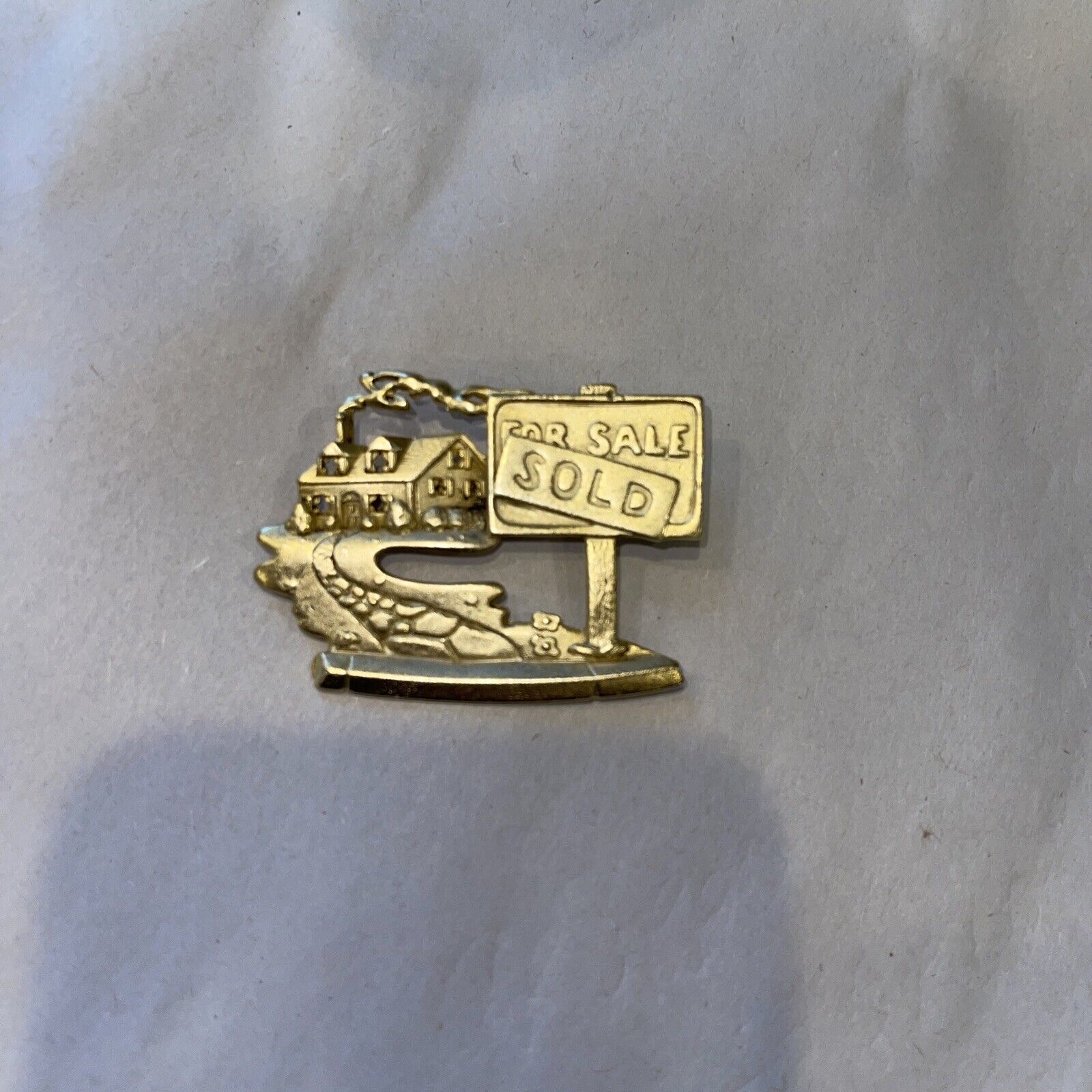 Vintage AJC SOLD House For Sale Real Estate Sign Realtor Gold Tone Lapel Pin