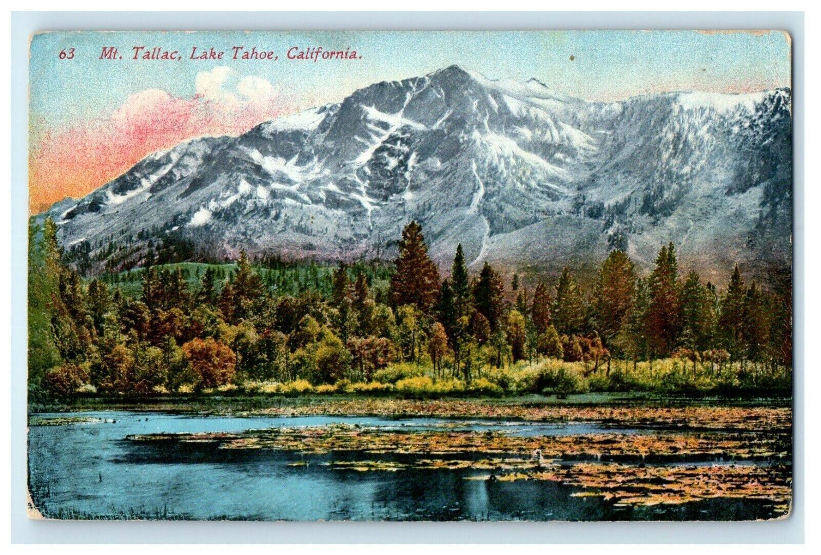 c1910's View Of Mt. Tallac Lake Tahoe California CA Unposted Antique Postcard