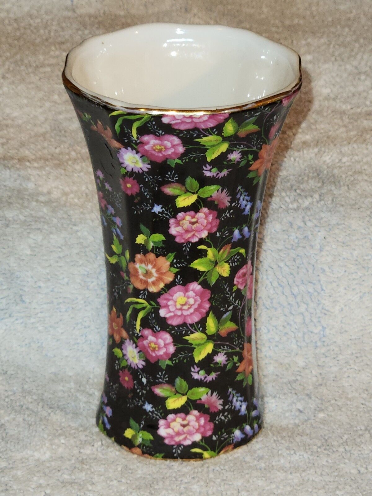 Formalities By Baum Bros Black Floral 5.5” Porcelain Vase